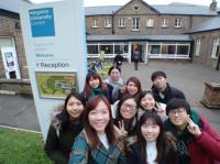 Yu Ying (second from right, second row) and other CUHK Nursing students at the entrance of Kingston University on the last day of their exchange visit